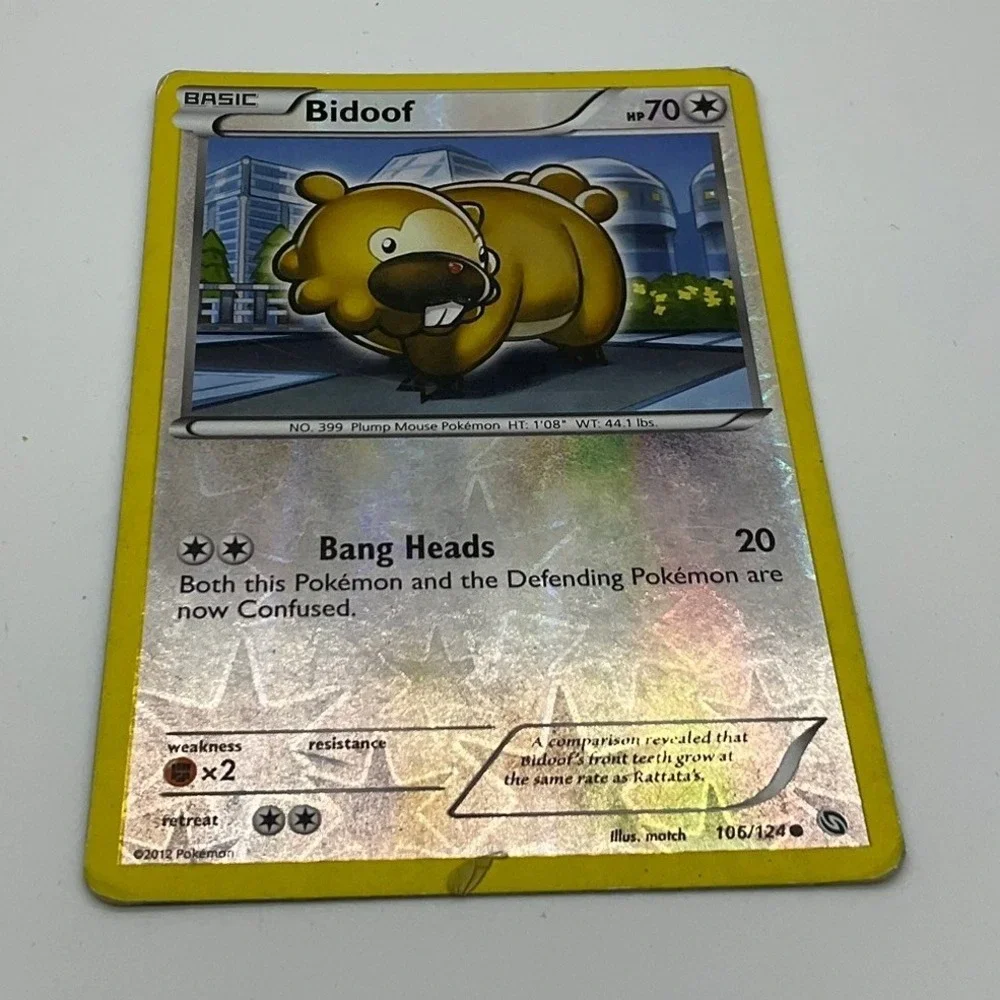 Pokemon Bidoof TCG Card Dragons Exalted 106/124 Reverse Holo Common 2012 BW